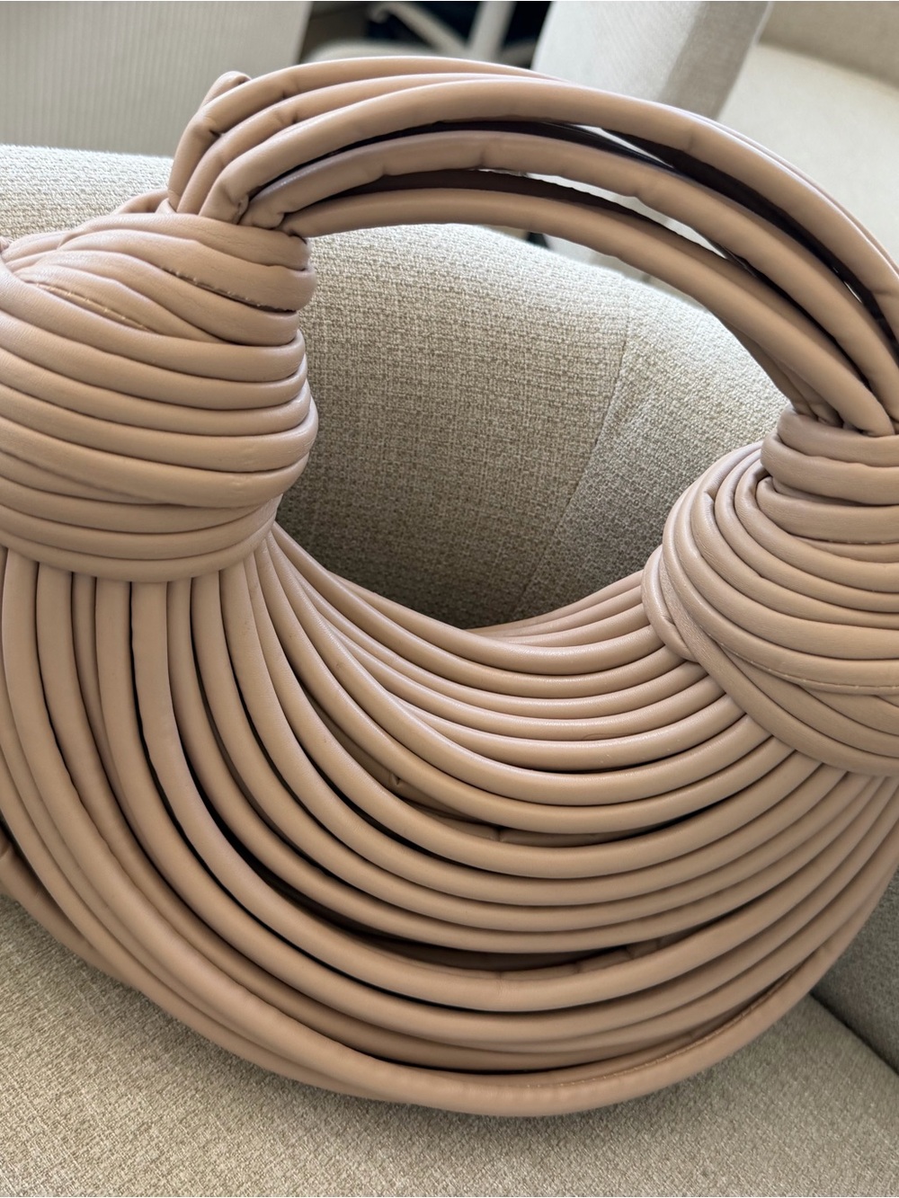Beige Sculptural Coil Handbag - Designer-Inspired Women Handbag
